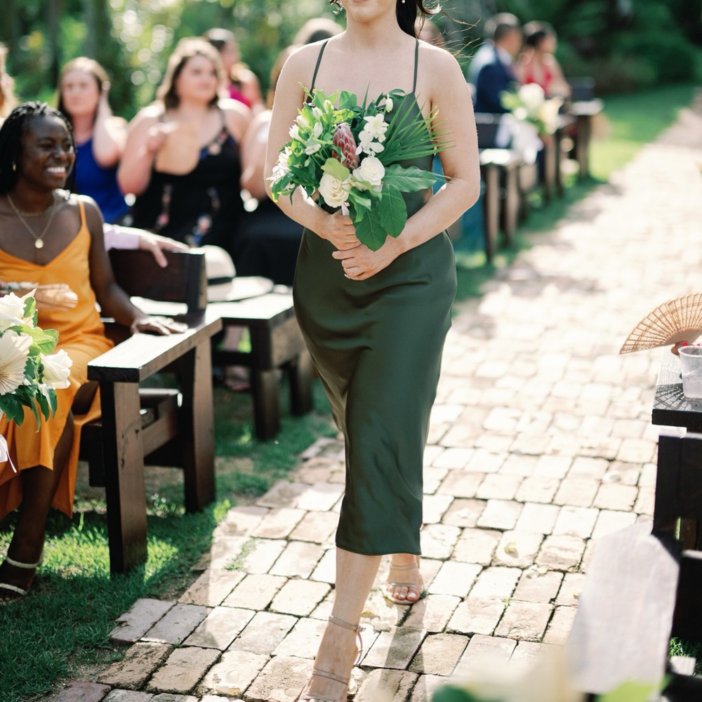 Dessy Olive Green bridesmaid Dress